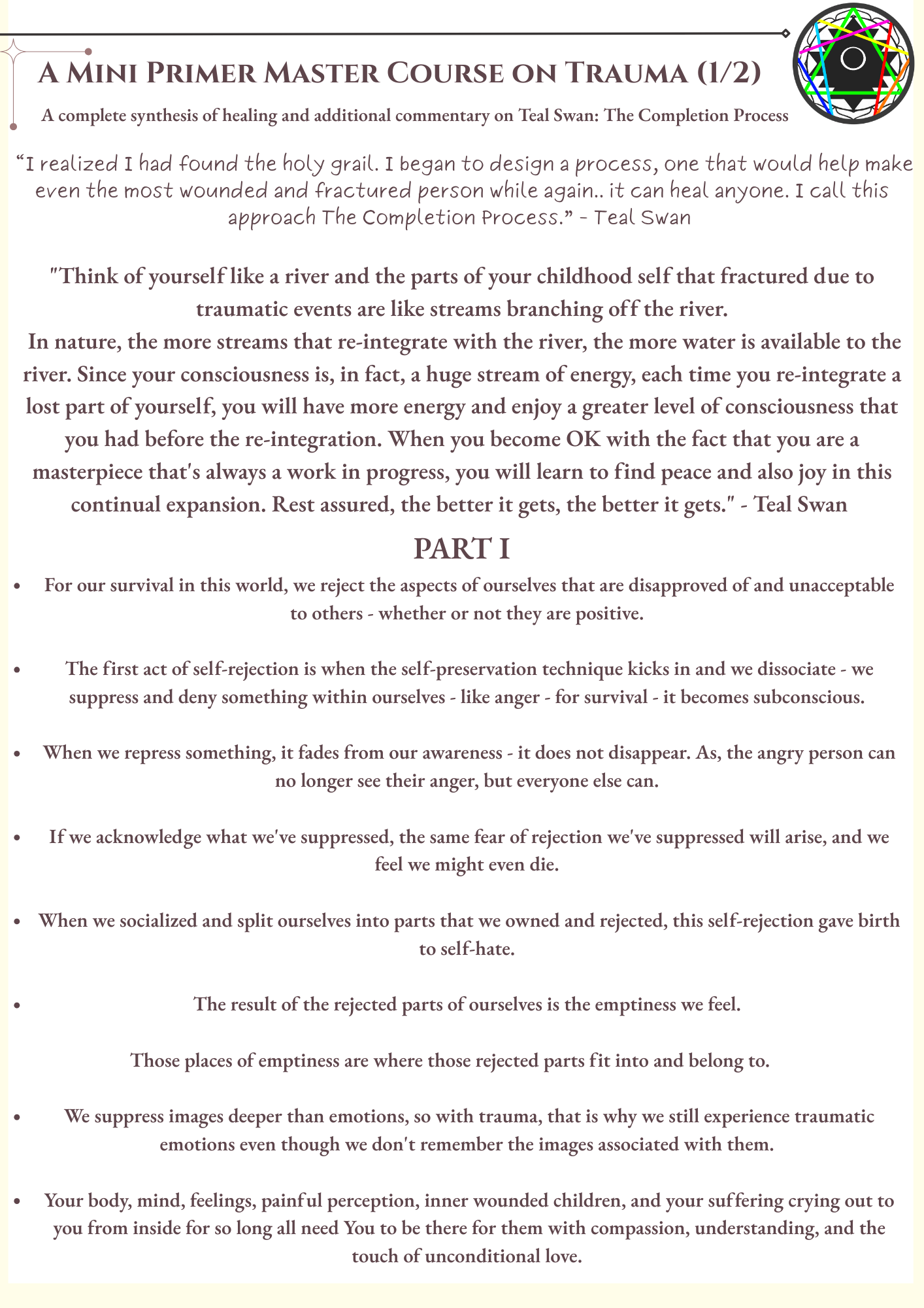 A Mini Primer: Master Course on Trauma, Part One